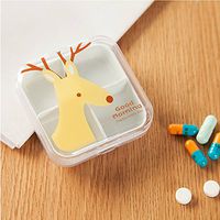 1Pc Small Pill Box Supplement Case for Pocket or Purse Daily Vitamin Organizer Box Travel Medication Carry Case Size Deer