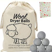 Organic Wool Dryer Balls - 100% Pure New Zealand Wool - Handmade Felted - Natural Fabric Softener - Best Eco-Friendly Reusable Alternative to Dryer Sheets - Great for Cloth Diapers - 6 Pack XL (Grey)
