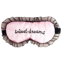 Outflower English Letters Sleep Goggles Thicker Shading Satin Lace Embroidery Eye Mask Pink
