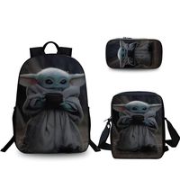 Baby Yoda Backpack Shoulder Bag Pen Bag 3-in-1 Combination School Student School Bag Casual Backpack 3D Printing Fun Street Fashion Travel Bag Laptop Backpack (16 Inch, with Headphone Hole)