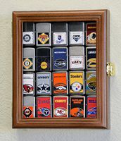 20 Zippo Lighter Display Case Cabinet Holder Wall Rack Box - Lockable, Walnut