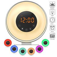 Wake Up Light Alarm Clock, [2017 Upgraded] Sunrise Simulator With 7 Color Night for Heavy Sleepers with 6 Nature Sounds, FM Radio, Truegood Touch Control and USB Charger