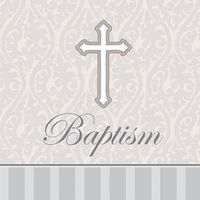 16-Count Baptism Beverage Napkins, Silver Devotion Cross