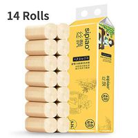 WSTJY 14 Rolls Toilet Tissue 4 Ply Bamboo Pulp Toilet Paper Roll Core Free Toilet Paper Home Thick Paper Kitchen Coreless Roll Paper