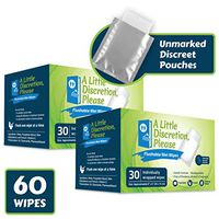 A Little Discretion, Please | Individually Wrapped Flushable Wipes For Adults in Discreet Unmarked Packaging | Unscented, Septic and Sewer Safe | Travel Wipes, Individual Wipes Biodegradable (60 Ct.)