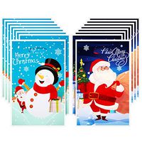 100 Pieces Christmas Bags Plastic Christmas Gift Bags Christmas Candy Treat Wrapping Bags for Christmas Party Supplies (Color Set 1)
