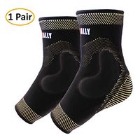NeoAlly Copper Ankle Support Brace Compression Sleeve with Silicone Gel Reduce Foot Swelling Pain Relief from Plantar Fasciitis and Achilles Tendon [M Pair]
