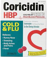 Coricidin HBP Cold & Flu Tablets, 20 ea (Pack of 8)