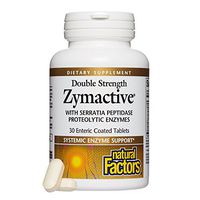 Natural Factors - Zymactive Proteolytic Enzyme Double Strength, Supports a Healthy Inflammatory Response to Help Muscle and Joint Function, Gluten Free, Non-GMO, 30 Enteric Coated Tablets