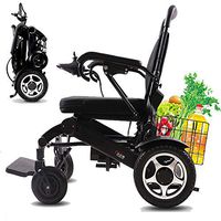 Lightweight Folding Electric Wheelchair Compact Portable Smart Travel Scooter Aluminum Frame Lithium Battery,Black