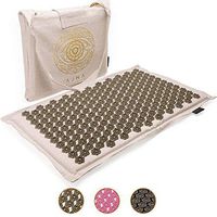 Ajna Acupressure Mat for Massage - Natural Organic Linen Cotton Acupuncture Mat & Bag - Back Pain Relief, Neck Pain Relief, Stress Reliever, Reflexology,Sciatica, Trigger Point Therapy (Natural)