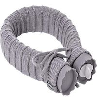 PLAFUETO 0.7L U-Shape Hot Water Bag Silicone Bottle Neck Hand Warmer Heater with Knitted Cover Water Storage Bags-Grey