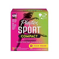Playtex Sport Regular Absorbency Compact Tampons with Flex-Fit Technology and Improved Applicator, 18 Count