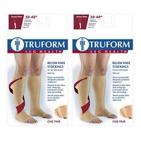 Truform Compression 30-40 mmHg Knee High Open Toe Stockings Black, 2X-Large, 2 Count