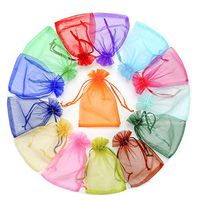 ATCG 100pcs 3x4 Inches Drawstring Sheer Organza Pouches Wedding Party Jewelry Favor Gift Candy Bags (Mixed Color)