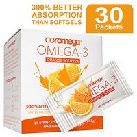 Coromega Omega 3 Fish Oil Supplement, 650mg of Omega-3s with 3X Better Absorption Than Softgels, Orange Flavor, 30 Single Serve Squeeze Packets