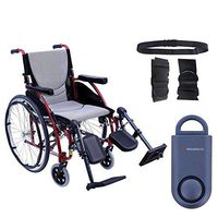 Karman S-Ergo 115 Ultra Lightweight Ergonomic Wheelchair | Seat Size 16" X 17" | Upgraded to Elevating Legrests | Quick Release Wheels in Red & Free 130 dB Matte Blue Safety Alarm! + Black Belt!