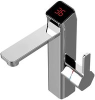 JXWWN Hot Water Heater Faucet, 3 Sec Instant Tankless Electric Kitchen Fast Heating Tap Water Faucet with LCD Digital Display. (3000W),Silver