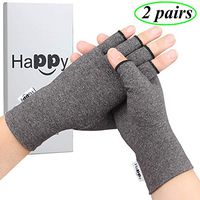 2 Pairs Compression Gloves Arthritis Gloves, Fingerless Hand Gloves for Women Rheumatoid & Osteoarthritis - Joint Pain and Carpel Tunnel Relief-Men (Gray, Medium-2 Pairs)