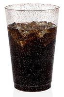 50 Rose Gold Glitter Clear Hard Plastic Cups | 16 oz. Fancy Disposable Wedding Tumblers for Party & Wedding (50-Pack)