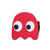BONTOUJOUR AirPods Case, Super Cute Creative Big Eyes Game Pac-Man Ghost Face Monster AirPods Case, Funny Soft Silicone Earphone Protection Skin for AirPods1&2+Hook -Red