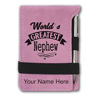 Mini Notepad, World's Greatest Nephew, Personalized Engraving Included (Pink)