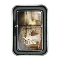 Windproof Refillable Oil Lighter with Tin Gift Box Guardian Angels Design-009