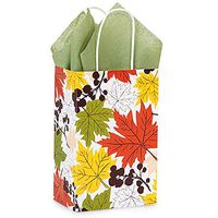 NW Falling Leaves Paper Shopping Bags - Rose Size - 5 1/4 x 3 1/2 x 8 1/4in. - 200 Pack