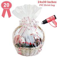 Shrink Wrap Bags for Gift Baskets,24x30 inches Clear PVC Heat Shrink Bags Cellophane Wrap for Packaging,Gift Wrapping 20 Pack