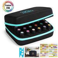 Essential Oils Storage, FITNATE Essential Oils Carrying Case for 30 Bottles, Hold Up to 5ml,10ml, 15 ml Essential Oils with Bottle Opener, Bottle Cap Labels, Gift Card (Sky Blue)