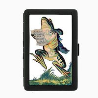Perfection In Style Black Color Metal Cigarette Case Vintage Frogs Design 004