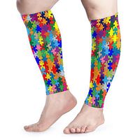 BLongTai Colorful Autism Awareness Puzzle Calf Compression Sleeve Men Womens Running Leg Sleeve for Shin Splint Muscle Pain Relief (1 Pair)