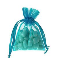 Sheer Organza Favor Pouch Bags, 12-Pack (4" x 5", Turquoise)