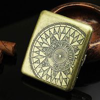 QIAOQ Men's Cigarette Case Retro Metal Portable 20 Sticks Ordinary Cigarettes Boxes,Brass,20Sticks