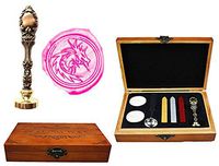 MNYR Heraldic Filigree Fire Dragon Luxury Wood Box Gold Metal Peacock Wedding Invitations Gift Cards Paper Stationary Envelope Seals Custom Wax Seal Sealing Stamp Stick Melting Spoon Wood Gift Box Kit
