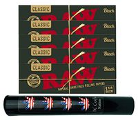 Herb Airtight Tube Pocket Protector with Raw Black Natural Rolling Papers 5 Count DC Crafts Nation- Flag Leaf