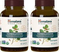Himalaya Organic Ashwagandha Equivalent to 4630mg of Ashwagandha Root Powder Ashwagandha Anti Anxiety Supplement for Stress Relief Adrenal Support and Energy Boost 60 Caplets 4 Month Supply 2 Pack