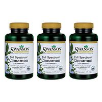 Swanson Cinnamon Cardiovascular Healthy Blood Sugar Glucose Levels Metabolic Support Cinnamomum Cassia (bark) Herbal Supplement 375 mg (700 mg per 2 Capsule Serving) 180 Capsules (Caps) (3 Pack)