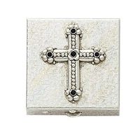 Symbols of Faith Silver-Tone Cross Pill Box/Keepsake Box
