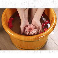 Foot Tub,Fragrant Cypress Wood Foot Spa Wooden Foot Basin, Wooden Double Ear Barrel/Bilateral Thickening ，Wooden Household Artifact (Size : A)