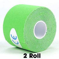 Sports Kinesiology Tape Roll - Athletic Injury Recovery First Aid Therapy Support - Elastic Breathable Cotton Waterproof Strong Adhesive (Green, 2 Roll)
