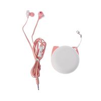 SELFON Cute Cat 3.5mm Stereo In-Ear Earphone Headphone Case With Mic For Girls Woman Gift