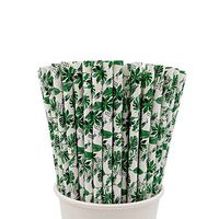Easy Road 100 Pack Biodegradable Paper Straws, Leaf Printed Paper Drinking Straws for Juices, Shakes, Smoothies, Party Supplies, Birthday, Baby Shower Decorations, Food Safe BPA Free, 7.8 Inches Long