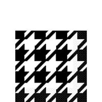 amscan Decorative Houndstooth Party Beverage Paper Napkins (16 Pack), 5 x 5, Black/White