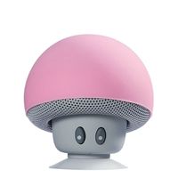 TinyFin Mini Bluetooth Wireless Portable Mushroom Speaker With Sucker Function Pink For iPhone Samsung and More