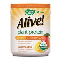 Nature's Way Alive! Vegan Organic Plant Protein NON-GMO Fruit Smoothie Tropical Mango Flavored, 14.8 oz.
