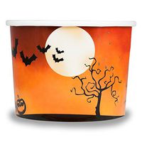 [50 Count] Spooky Halloween Paper Ice Cream Cups - 8 oz Beautiful Premium Design - Frozen Dessert Supplies