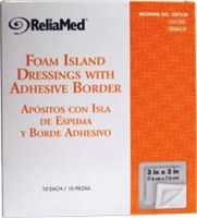 ReliaMed Sterile Latex-Free Foam Island Dressing with Adhesive Border 3" x 3" with 2" x 2" Pad (Each) (Box of 10 Each)