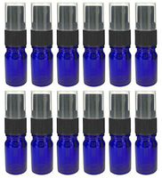 12 5 ML Cobalt Blue Essential Oil Bottles with Black Fine Mist Spray Cap