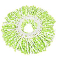 Cleaning Pad Microfiber Mop Head Household Magic Replacement Refill with 360°Spin (Green & White)